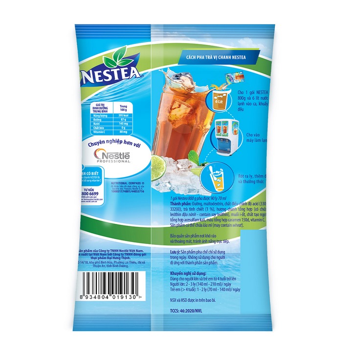 [FREESHIP TOÀN QUỐC] Trà vị chanh Nestea (gói 800g)