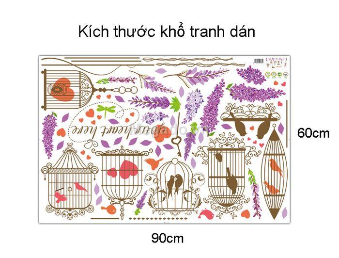 Decal tranh dán tường hoa rủ tím