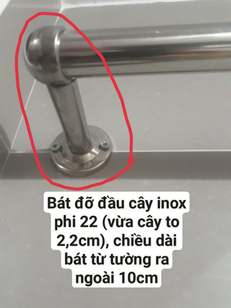 Bát đỡ đầu cây treo màn cửa inox dùng cho cây phi 22