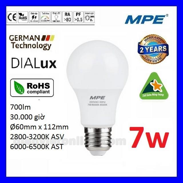 Bóng led bulb 7w chống thấm cao cấp mpe lbd3-7 - shop uy tín và chất lượng