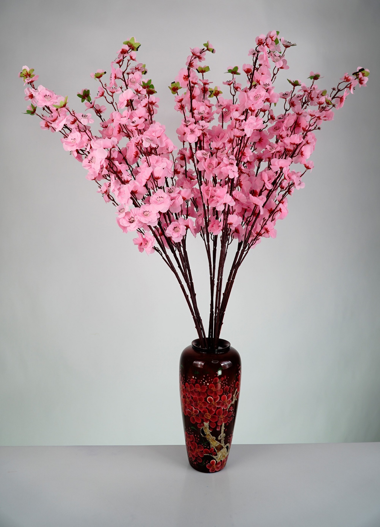 Hoa Đào giả trang trí Tết cực đẹp loại sịn cứng cáp cành nhiều hoa - Dài 95cm