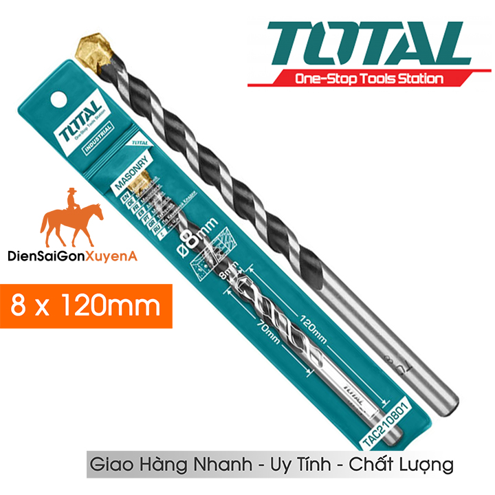 Mũi khoan bê tông đuôi trơn 8 li - mũi khoan tường 8x120mm total tac210801
