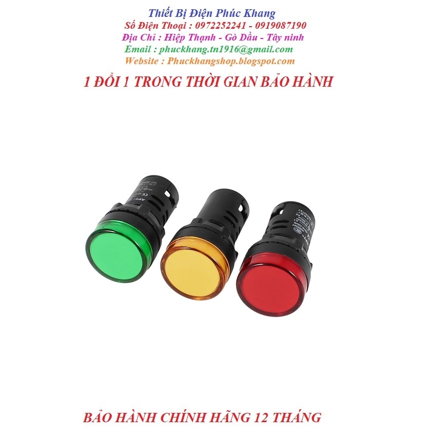 [FREESHIP] Đèn báo pha 220v. đèn báo tủ điện Φ 22