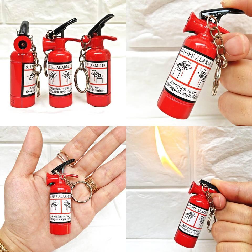 [HCM]BẬT LỬA MÓC KHÓA HÌNH BÌNH CHỮA CHÁY (KIM LOẠI) - (XÀI GAS)