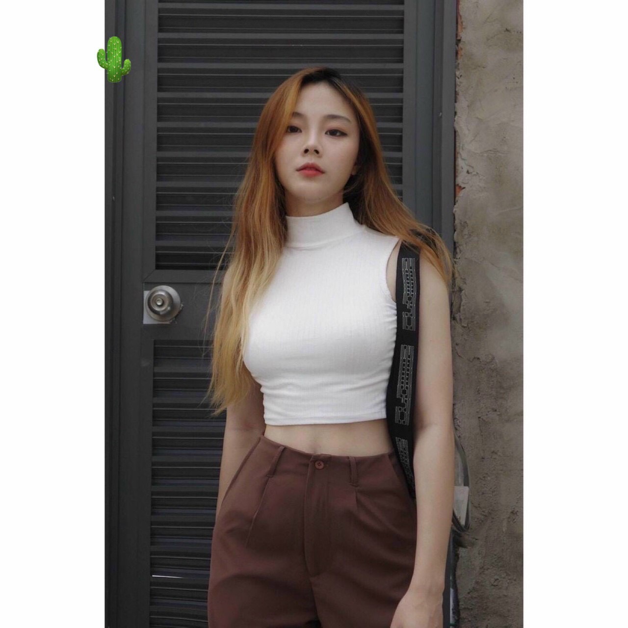 Áo thun 3 lỗ croptop cổ lọ cực sang TTPK0030