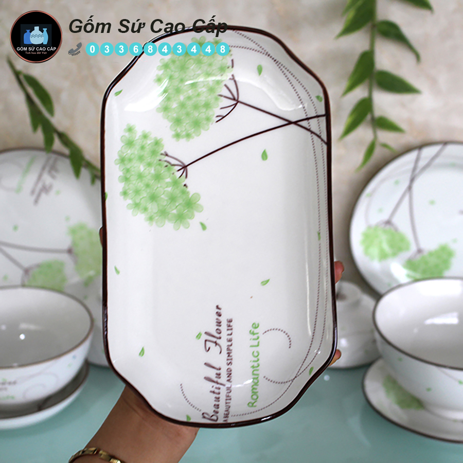 Bộ Bát Đĩa Bát Tràng [20 MÓN] - Bộ Bát Đĩa Cao Cấp [XUÂN XANH]