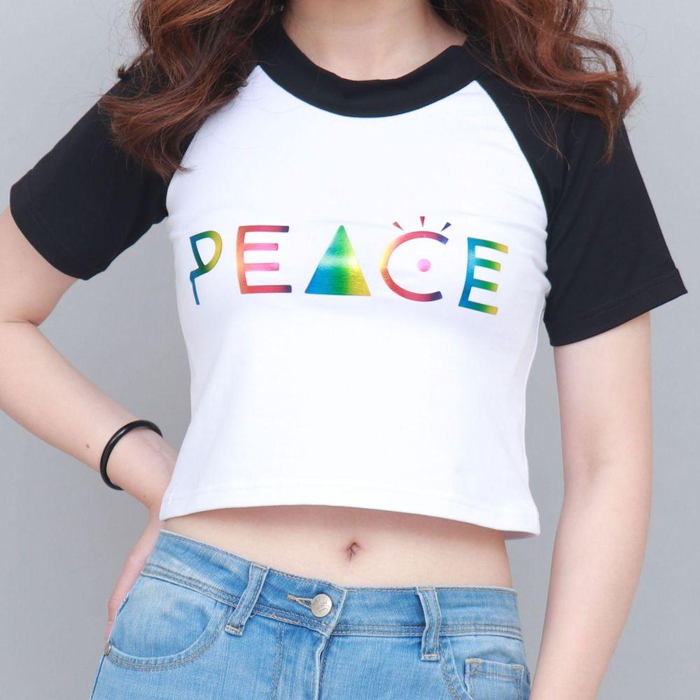Z-42 | T-shirt raglan with Words sparkling colorful print - Daladno