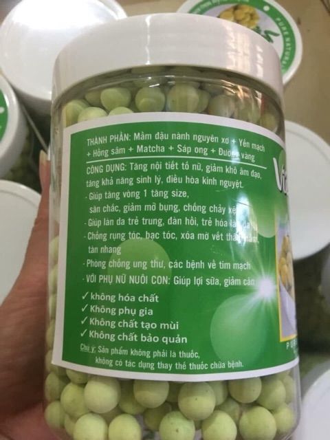 Viên mầm matcha hồng sâm hộp 500g
