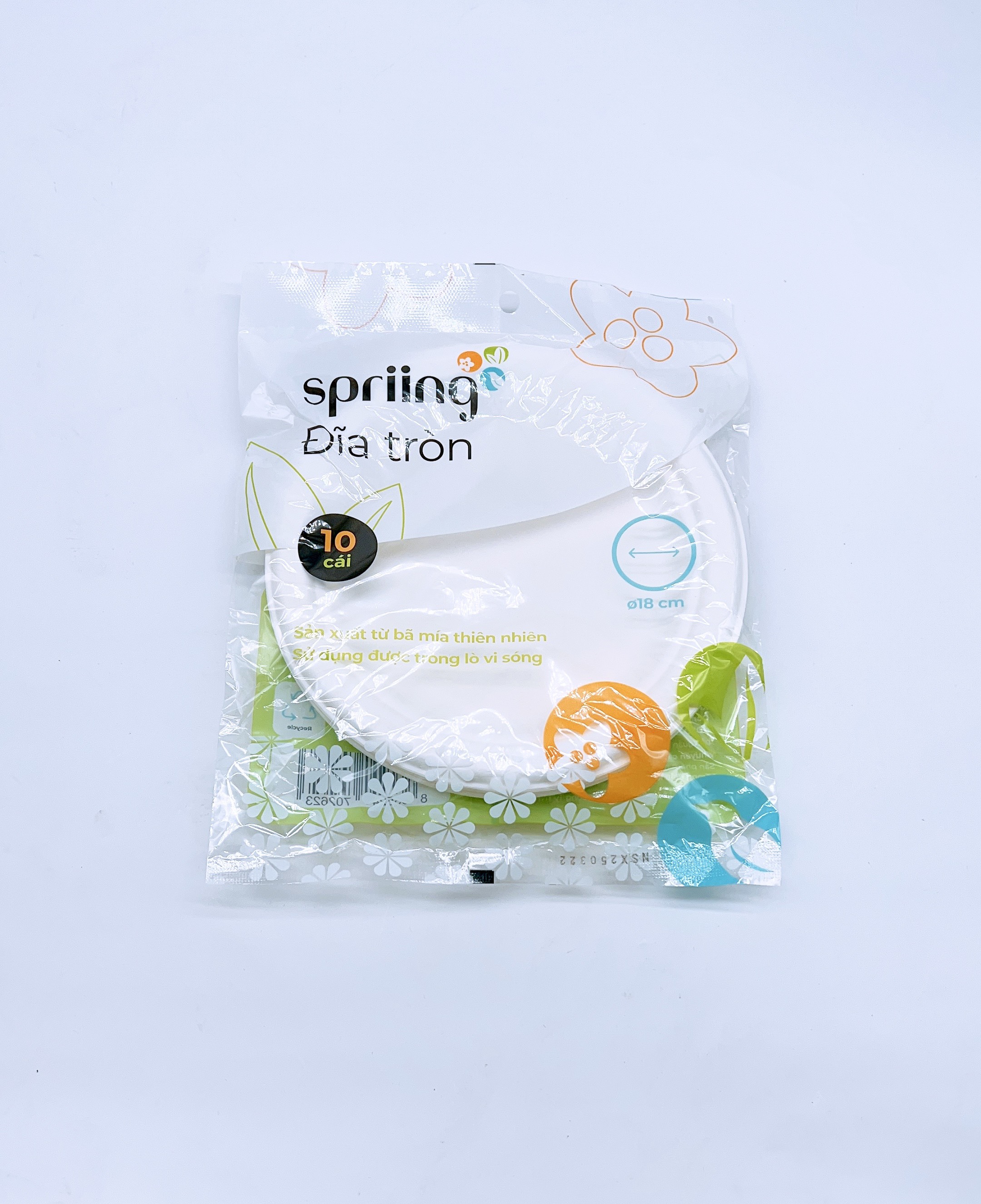 Spriing Lốc 10 đĩa tròn bã mía 18cm