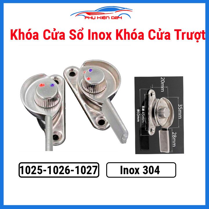 Khóa cửa sổ Inox khoá cửa trượt nhôm kính tay cầm bọc nhựa êm ái chống trượt