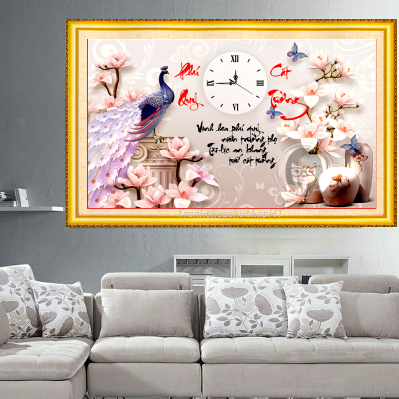 [HCM]Tranh đính đá phú quý cát tường 90*58cm - tự đính