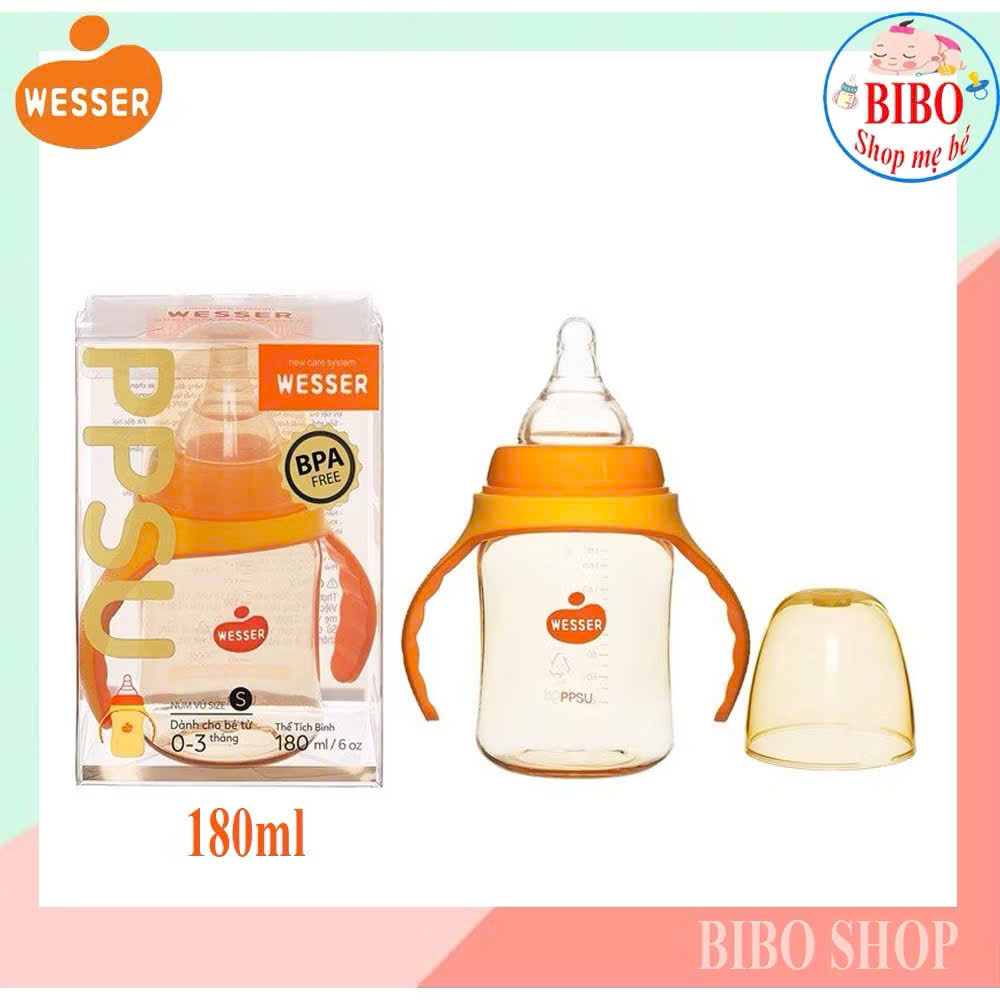 Bình Sữa Cổ Rộng Nhựa PPSU Chịu Được Nhiệt Độ Cao 180ML-260ML BPA REE Núm Ty Silicon Mềm