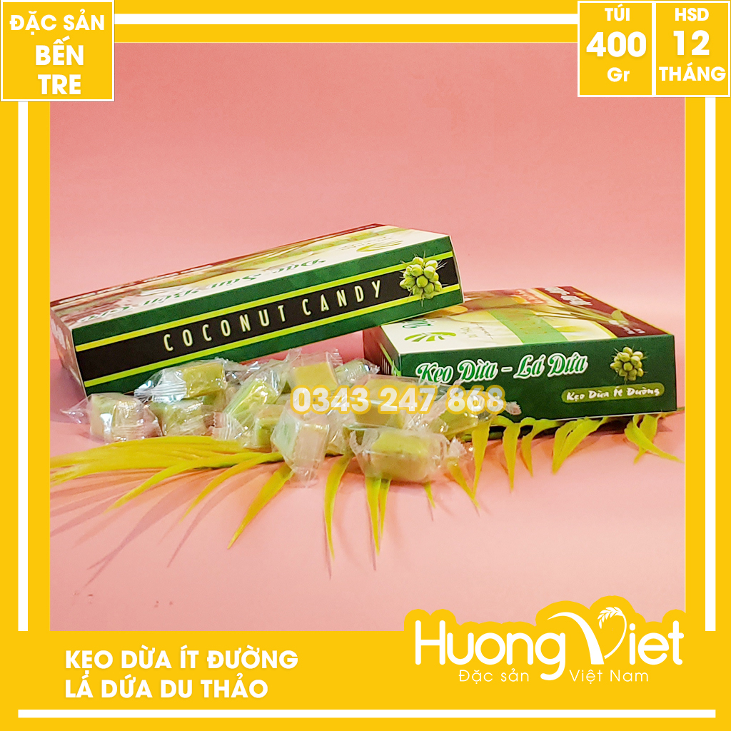 Kẹo dừa SÁP LÁ DỨA, kẹo dừa VICOSAP 100gr, đặc sản Bến Tre