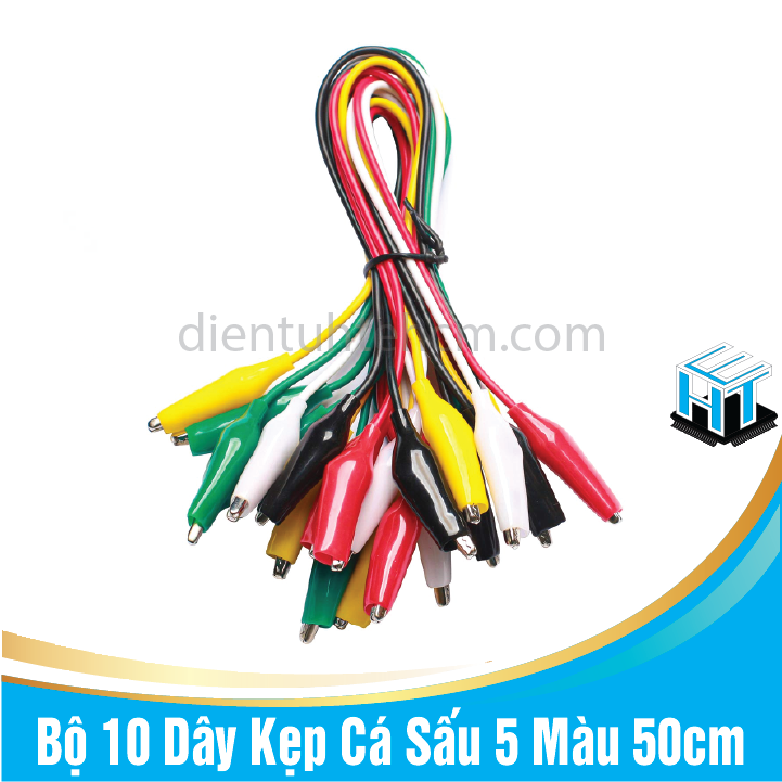 Bộ 10 dây kẹp cá sấu 5 màu 50cm