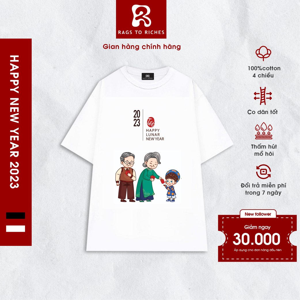 Áo Thun Tết 2023 RAGS TO RICHES of CAPARIES TETRIIR05
