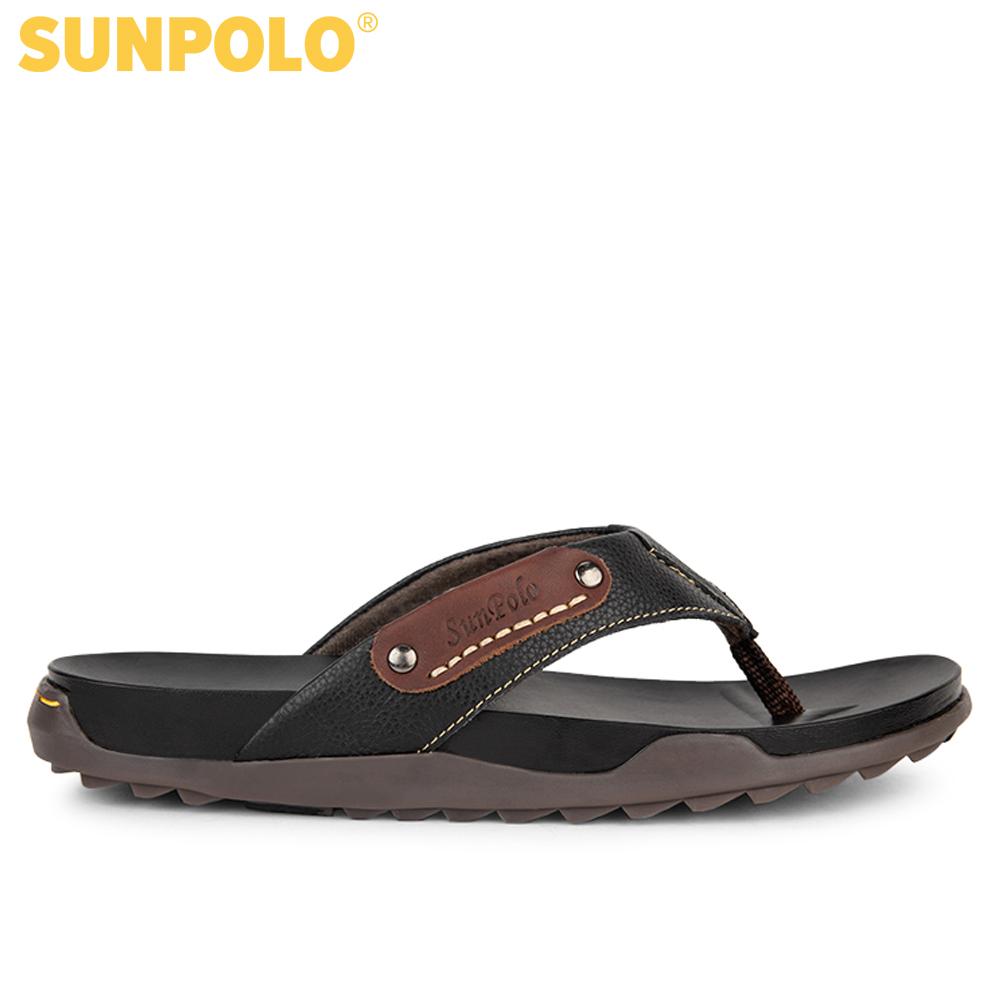 Dép kẹp nam da bò SUNPOLO KEP022 (Đen, Nâu bò)