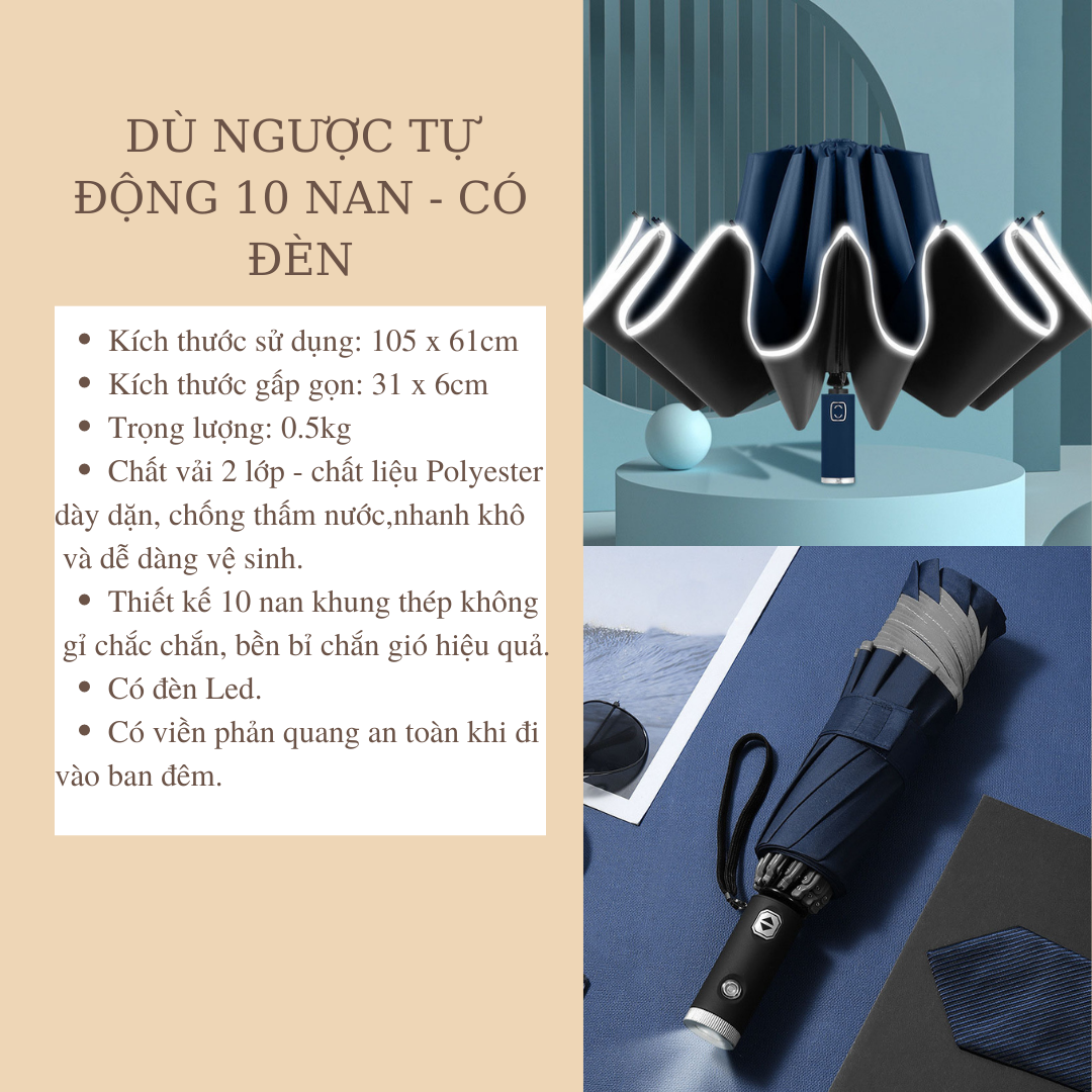 Tổng Hợp Các Loại Dù Ô Tô Gấp Ngược - Dù Tự Động Đóng Mở 2 Chiều