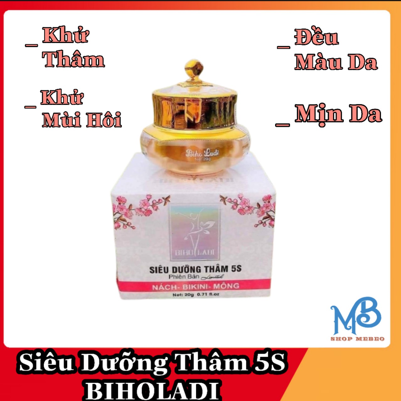 Biho Ladi (Biholadi) Siêu dưỡng thâm 5S Đánh bay thâm - khử mùi Nách, Bẹn, Mông, Nhũ Hoa, Vùng Bikini (TẶNG KÈM QUÀ)
