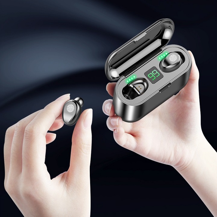 Tai nghe cảm ứng TWS F9 Bluetooth 5.3 phiên bản mới chống nước, máy mạnh, micro tích hợp - Hàng nhập khẩu cao cấp