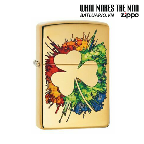Bật lửa Zippo 49125 – Zippo Graffiti Clover Design High Polish Brass