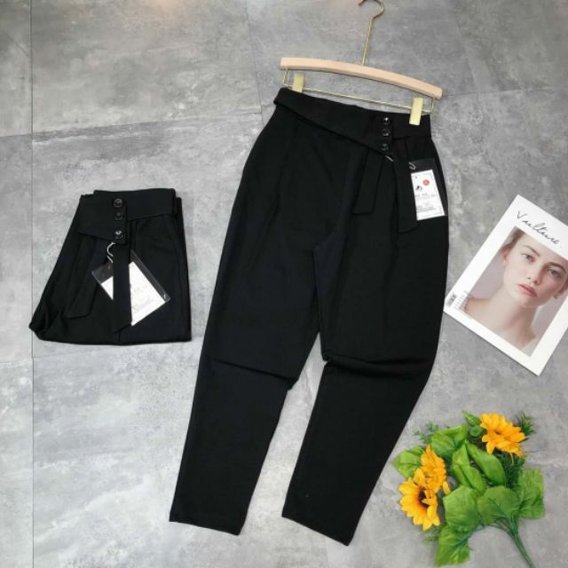 Quần baggy nữ  cạp lệch 3 khuy