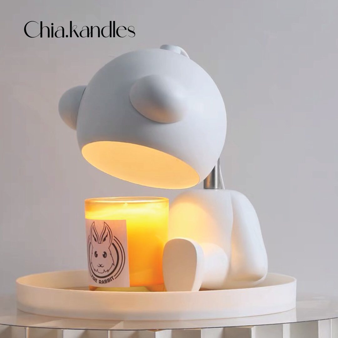 Đèn đốt nến thơm White Bear dễ thương - Đèn đốt nến thơm Chia.kandles