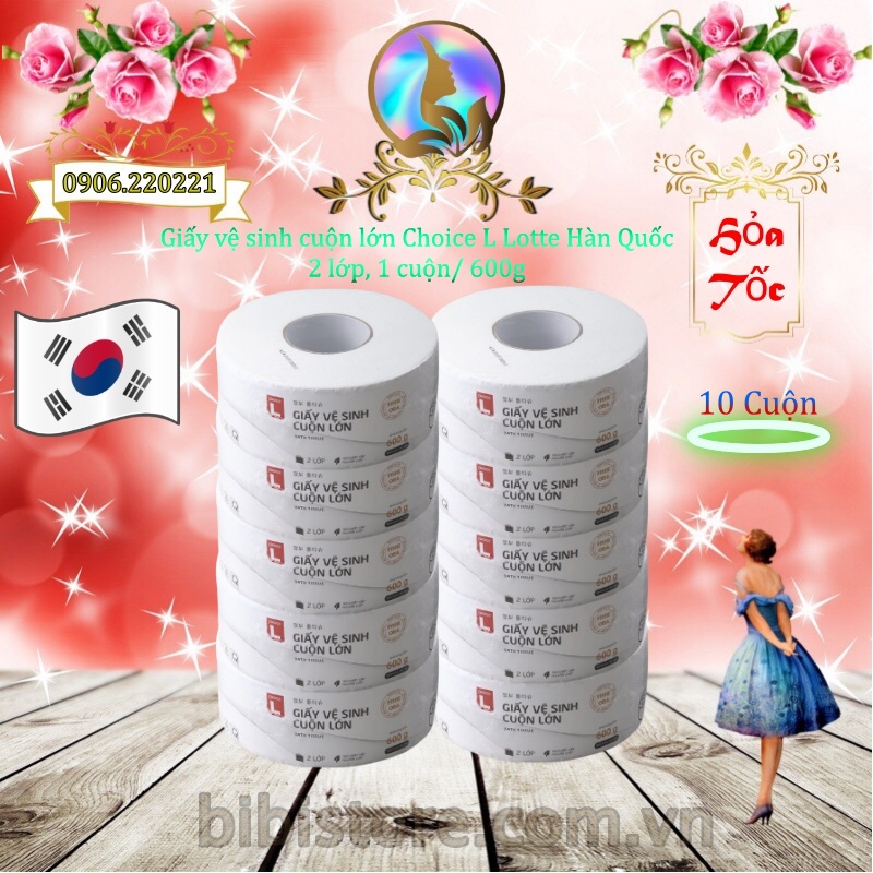 Giấy vệ sinh cuộn lớn choice l lotte hàn quốc 2 lớp 600g