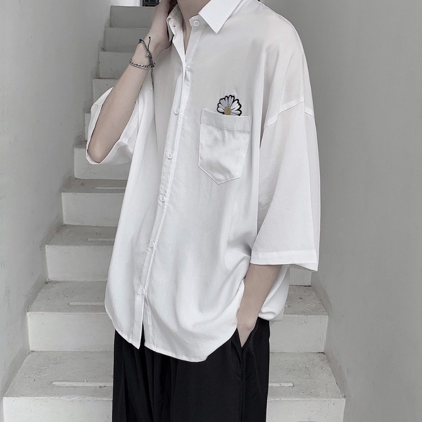 [HCM]ÁO SƠ MI UNISEX HỌA TIẾT HOA CÚC CỰC HOT