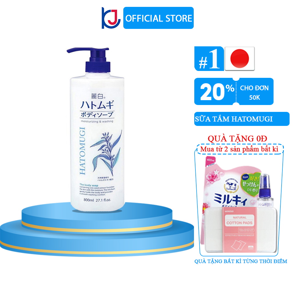 Sữa tắm ý dĩ Hatomugi Nhật Bản 800ml, sữa tắm dưỡng ẩm trắng da