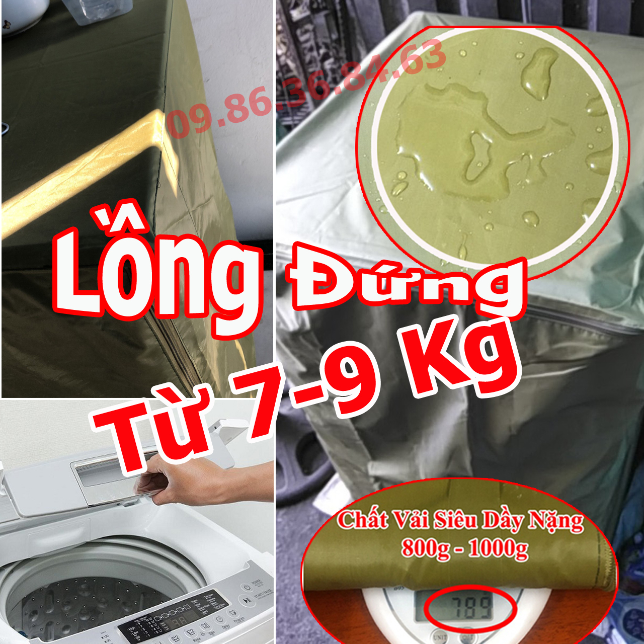 Vỏ Bọc Máy Giặt Lồng Đứng Cửa Trên Từ 6kg đến 15kg Vải Dù 3 Lớp Siêu Bền Chống Mưa Nắng
