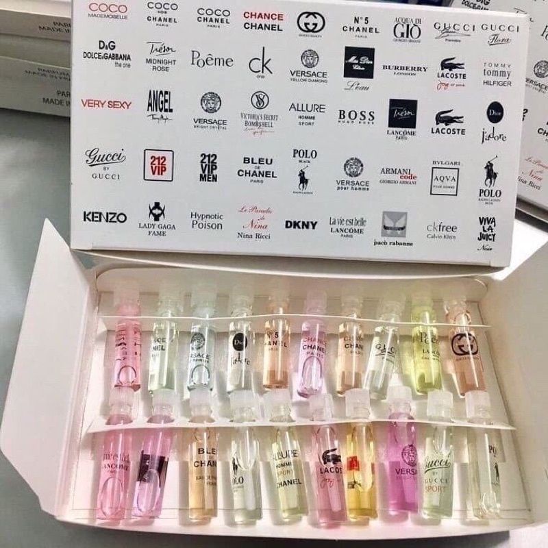 Bộ Test Nước Hoa Mini 20 Mùi (20 lọ*2ml) Hàng Chuẩn Mùi, Thơm Dai