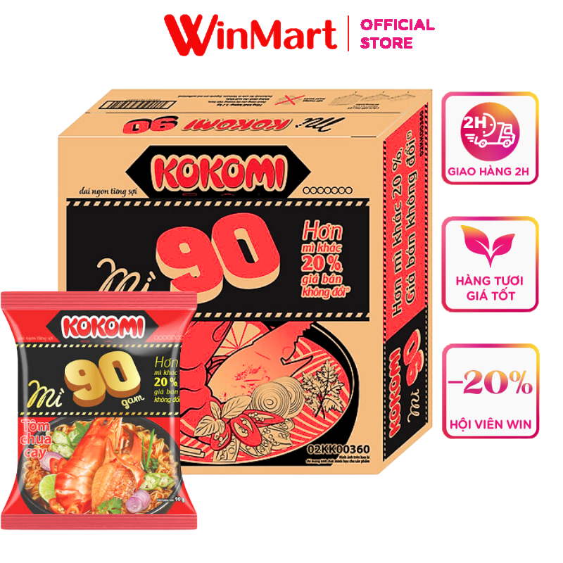 [Siêu thị WinMart] - Thùng 30 gói mì đại Tôm chua cay Kokomi 90g