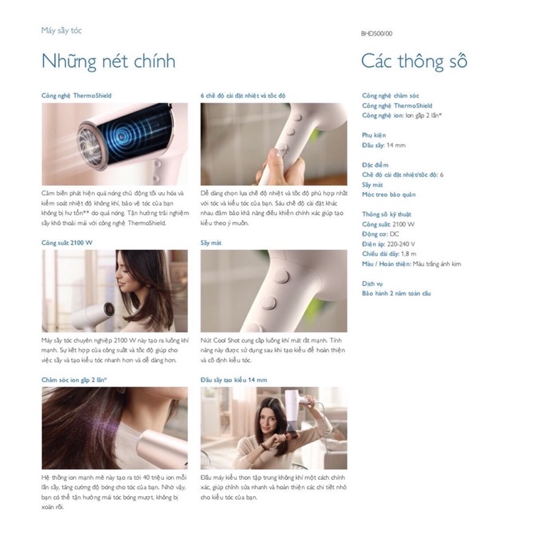 Máy sấy tóc Philips BHD500/00 - Hàng chính hãng