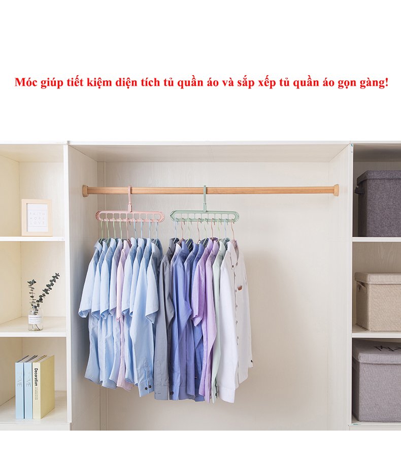 Combo 3 Móc treo quần áo đa năng 9 lỗ