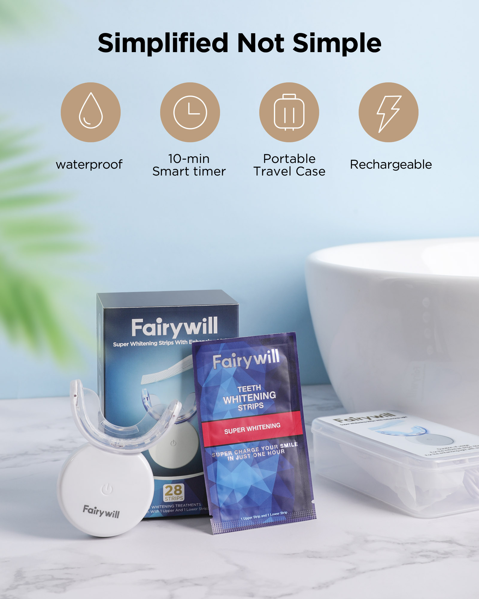 Fairywill Bộ Dụng Cụ Làm Trắng Răng L6 Kèm Đèn Led