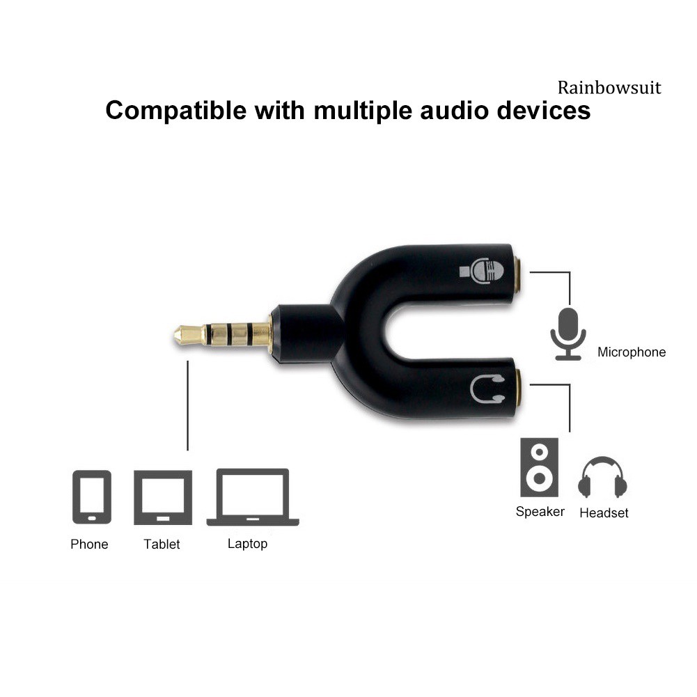 Jack chử u chuyển 1 jack 3.5mm ra 2 jack 3.5mm cho tai nghe và micro