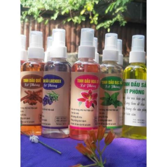 Tinh dầu xịt phòng 100ml : sả , oải hương, quế, bạc hà
