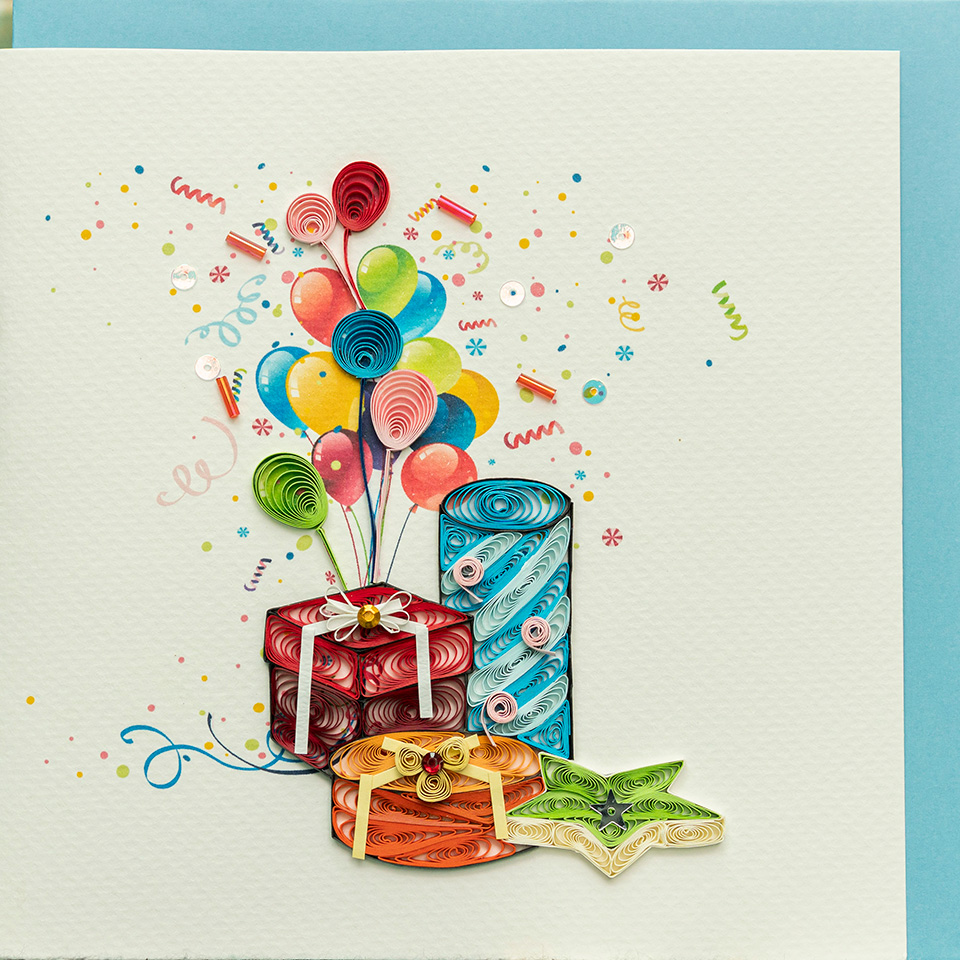 [HCM]Thiệp Giấy Xoắn Sinh Nhật 01 15x15 cm (Quilling Card/ Handmade)