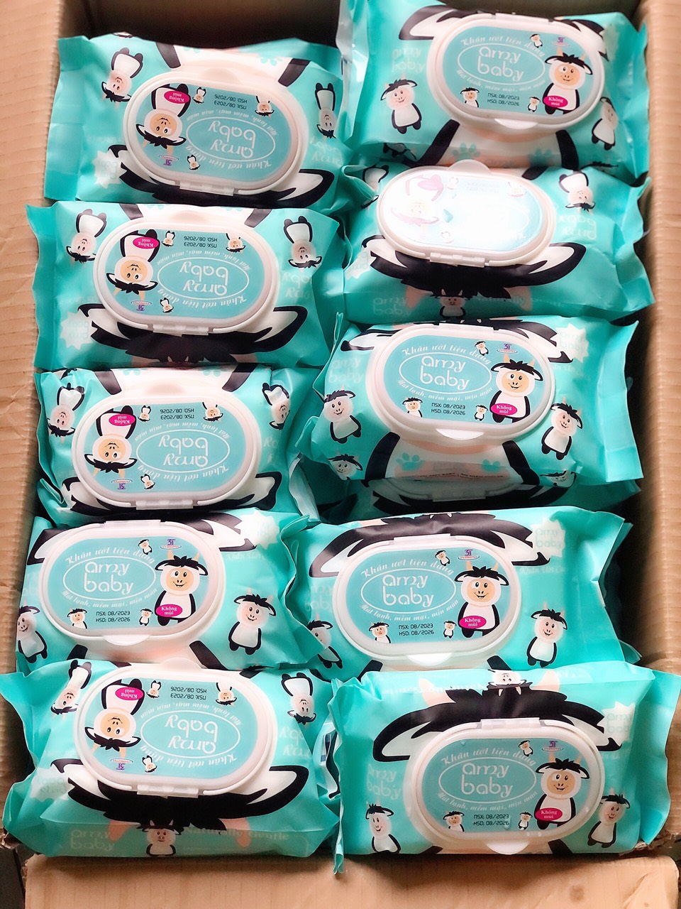 COMBO 10 KHĂN ƯỚT AMY BABY CAO CẤP KHÁNG KHUẨN