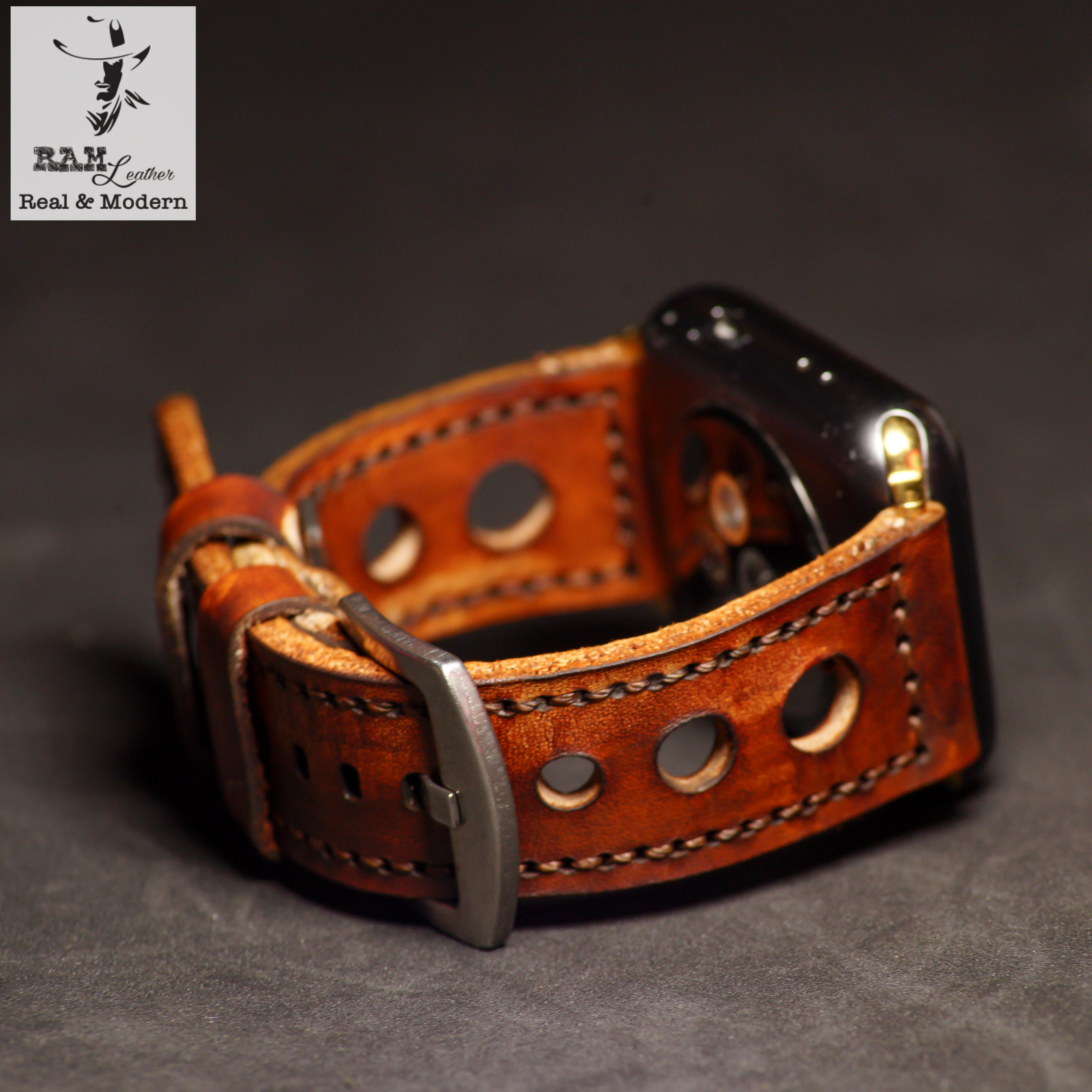 Watch straps double cow leather real