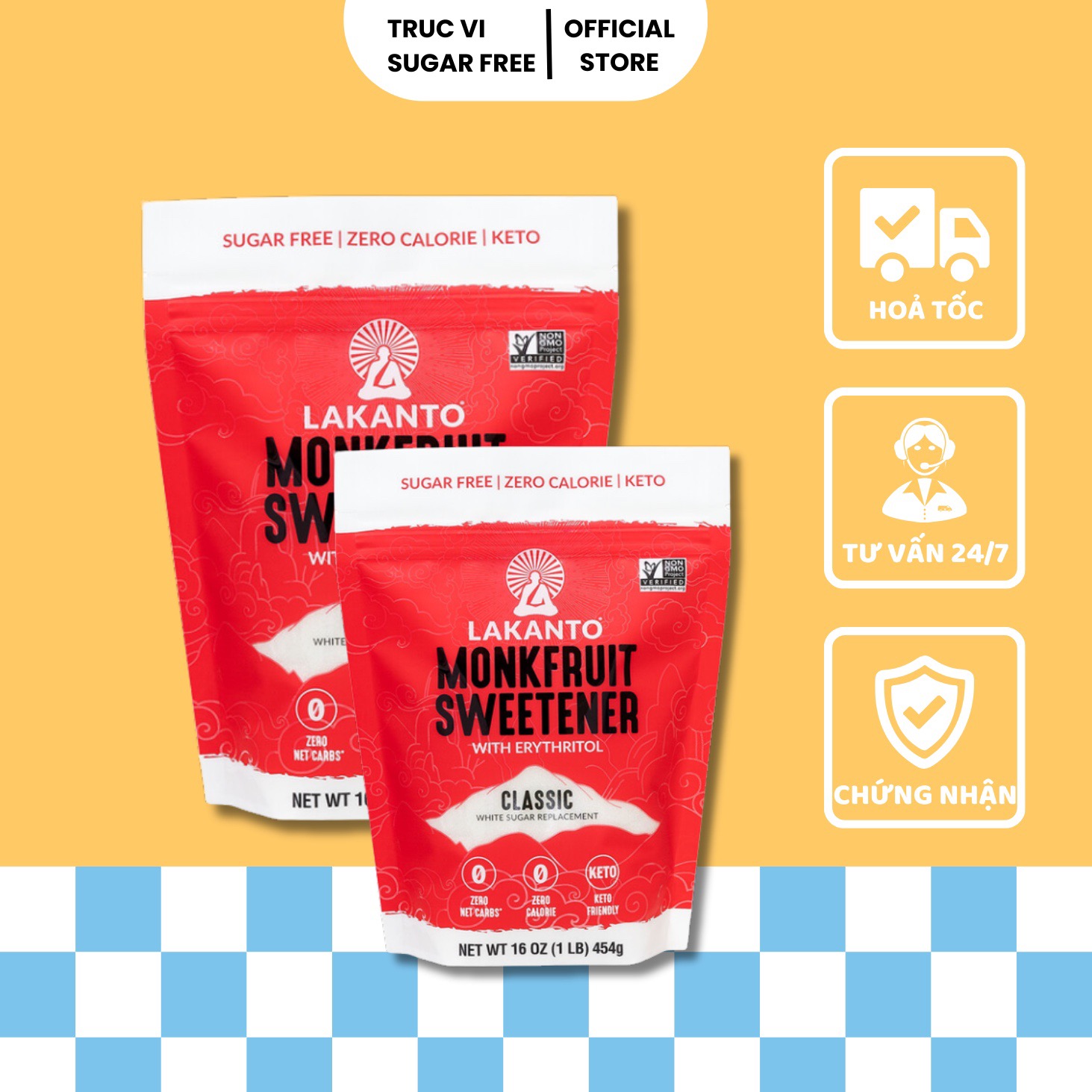 Đường ăn kiêng La Hán Quả Trắng Lakanto monfruit (tiểu đường, keto, ăn kiêng, gymer)