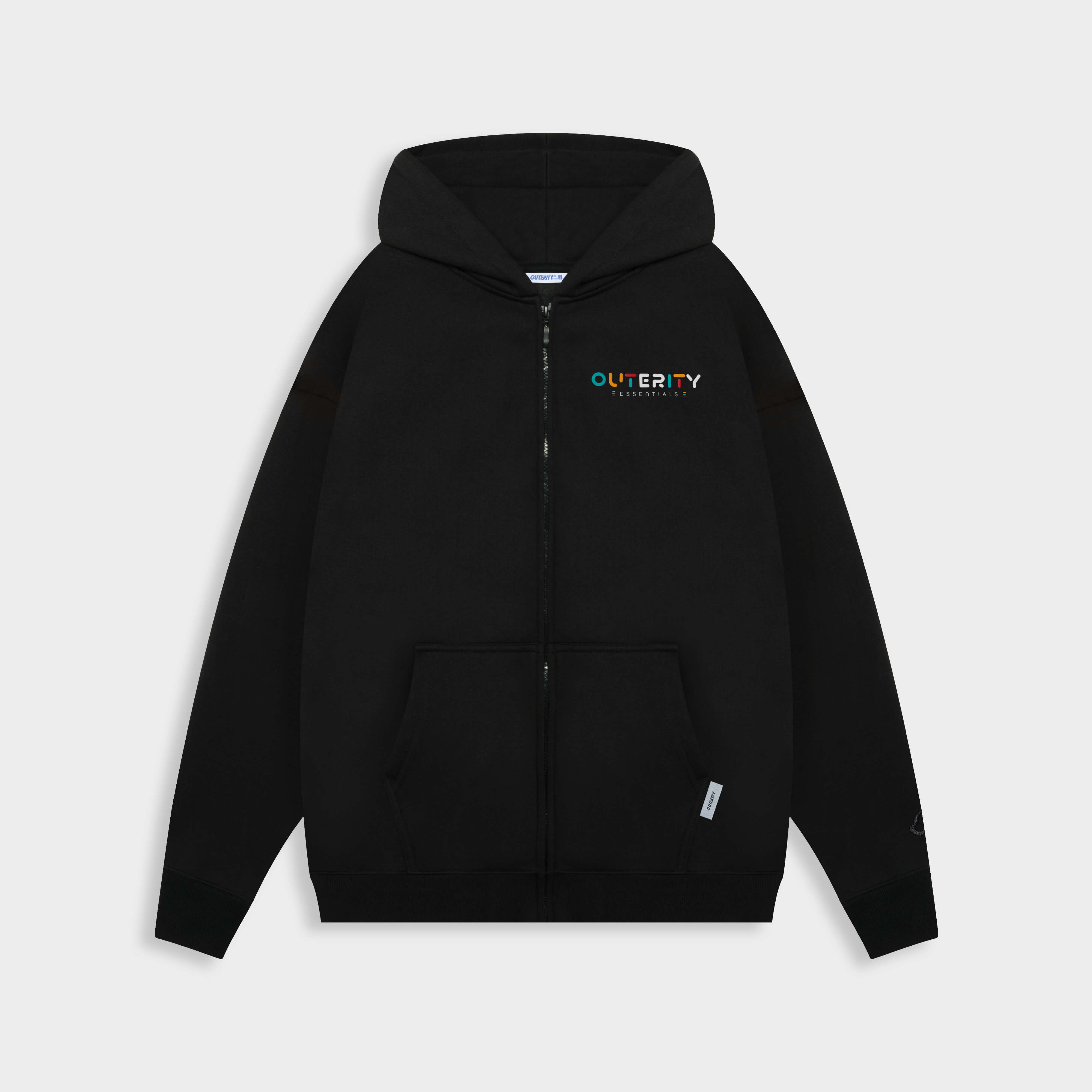 Áo Hoodie Zip Outerity Rainbow Nỉ Bông / ĐEN - ORT.B 403