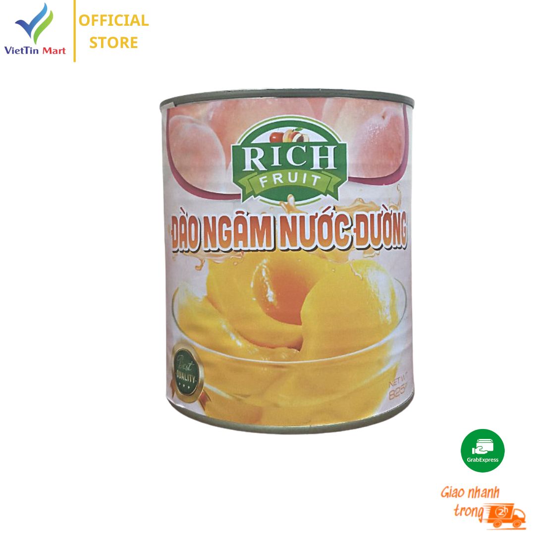 Đào ngâm nước đường rich fruit lon 825g