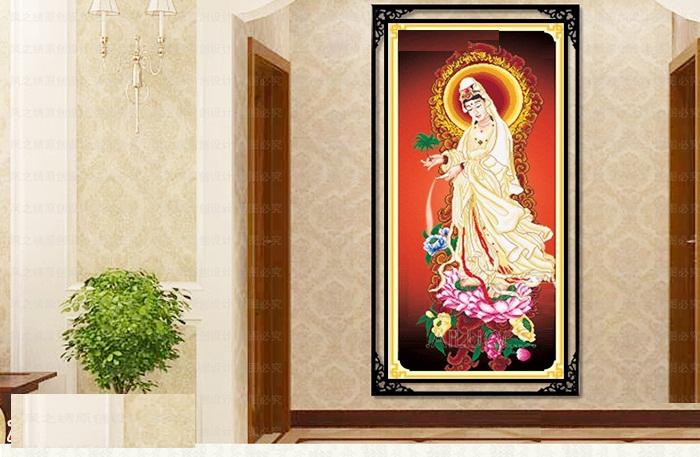 Tranh đính Phật Bà Quan Âm-AD202-KT:52x121cm