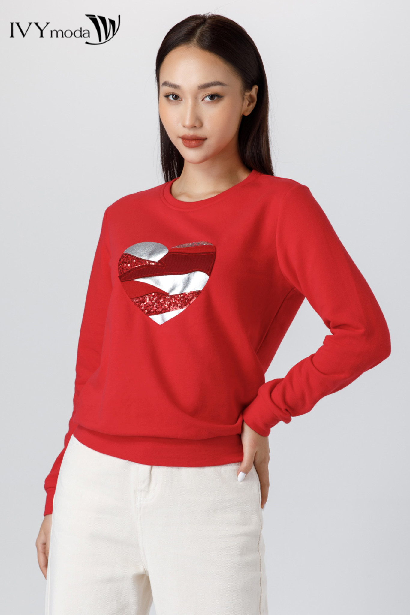Áo sweater trái tim IVY moda MS 58B8815