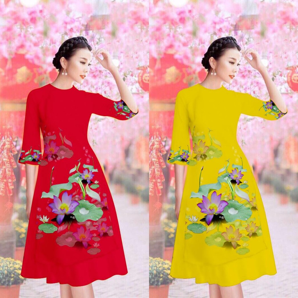 [HCM]Áo dài cách tân lụa in 3D sản phẩm tốt chất lượng cao cam kết hàng nhận được như hình và mô tả
