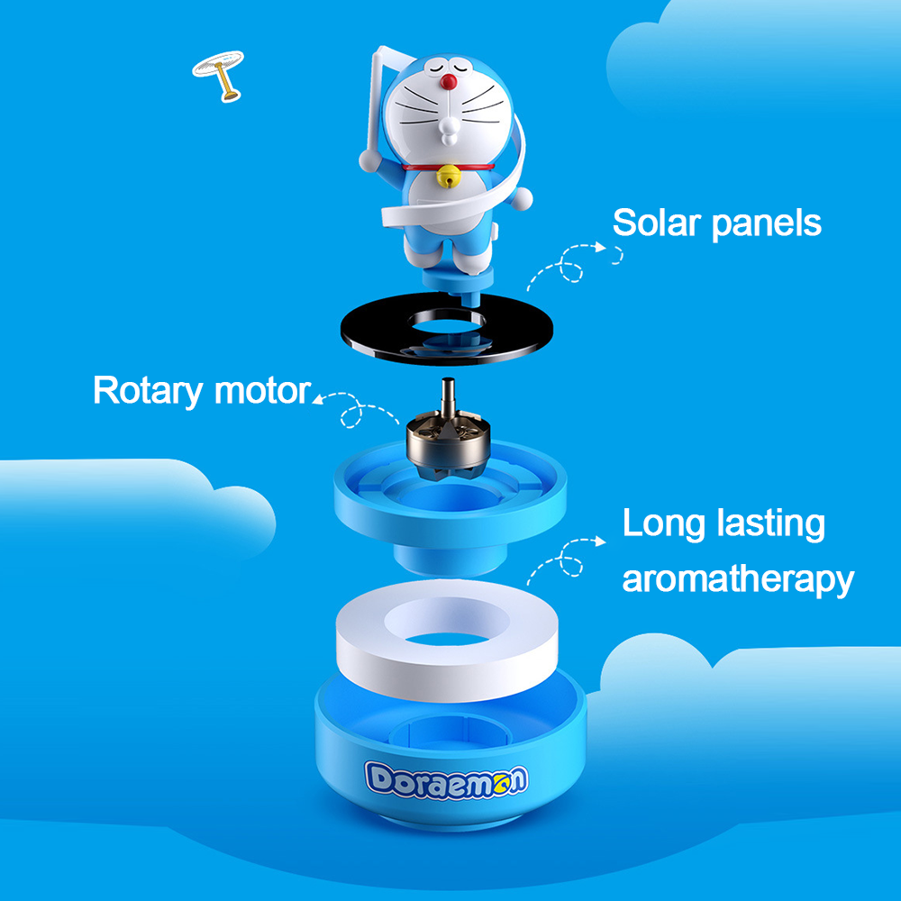 100% Authentic Doraemon Car Aromatherapy Ornaments Rotating Solar Car Interior Vehicle Mounted Aromatherapy Vehicle Mounted Ornaments Air Fresheners Car Decoration RST10741