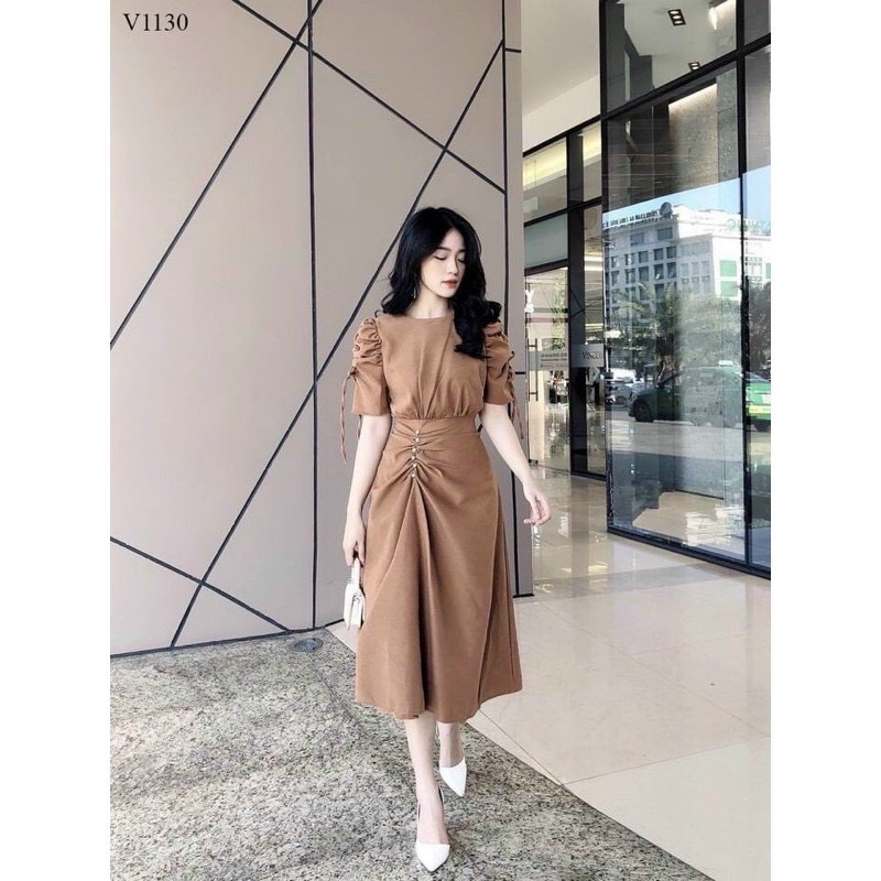 (ĐẦM BIGSIZE SIZE 50KG ĐẾN 90KG) đầm rút eo chất nhung cổ tròn đi tiệc