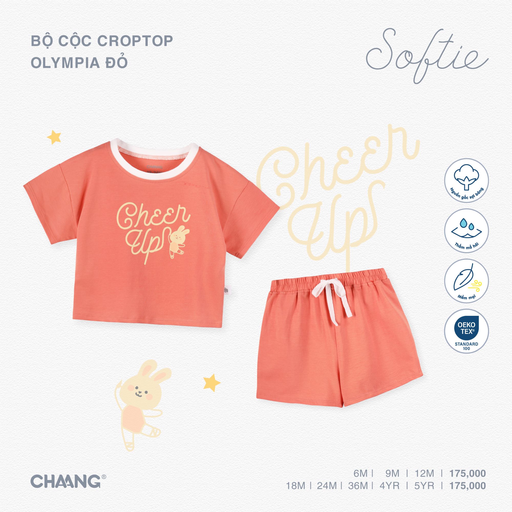 Bộ quần áo cộc croptop bé gái Olympia Chaang