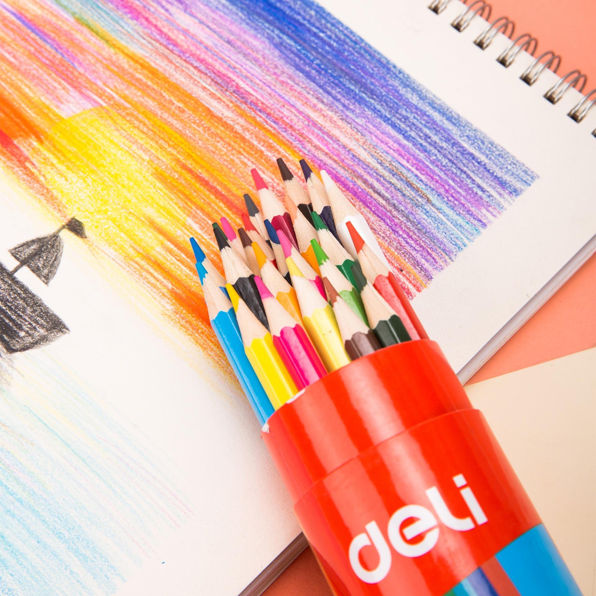 (1 Ống 24 Cây) Bút chì 24 màu học sinh Deli E7014